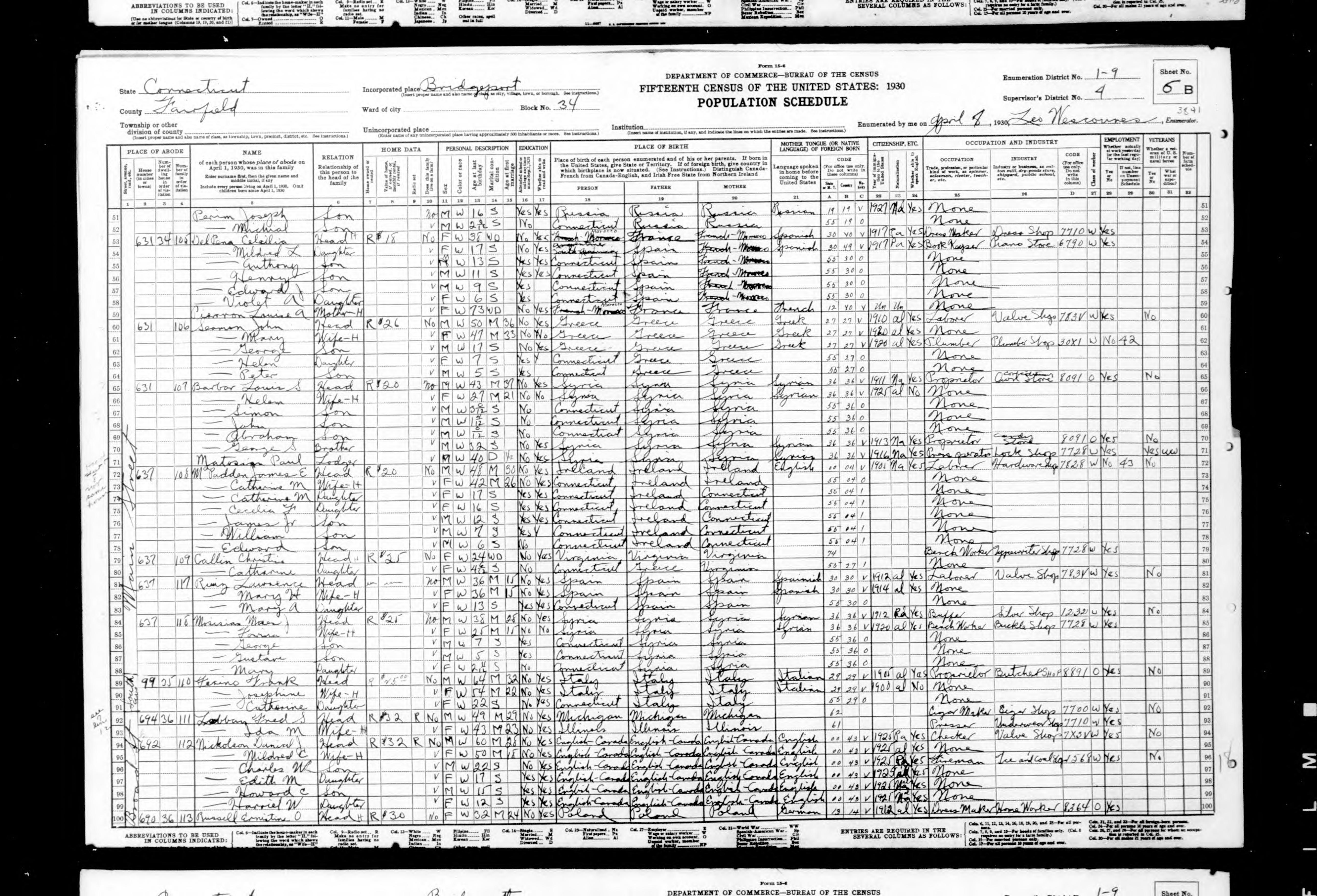 Preview of McPadden household in the 1930 census