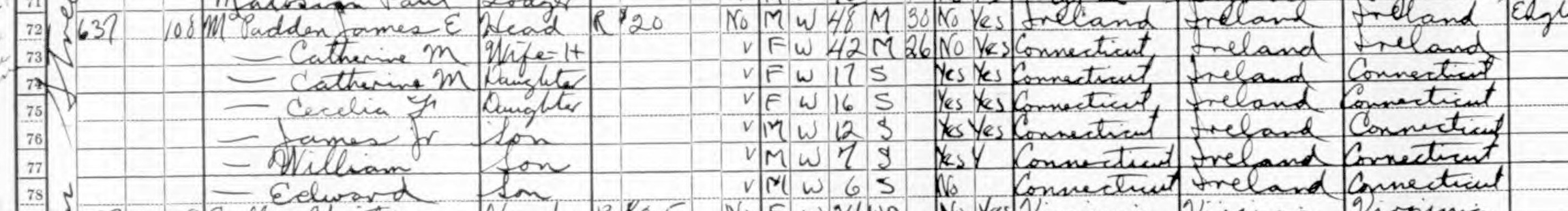The McPadden household in the 1930 United States census